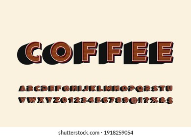 fuente retro, diseño de tipo de letra, fondo vectorial de estilo marrón