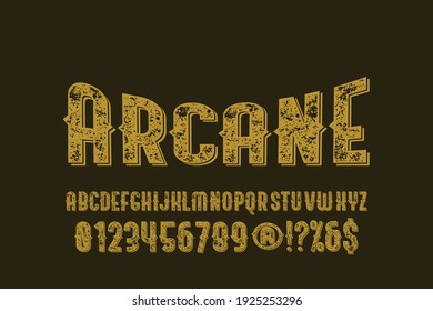 retro font, typeface design, dark green style vector background