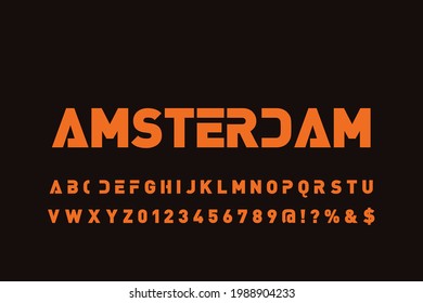 Retro-Schriftart, Schriftdesign, dunkler und orangefarbener Hintergrund