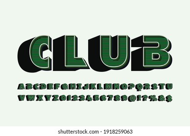 retro font, typeface design, green vector background