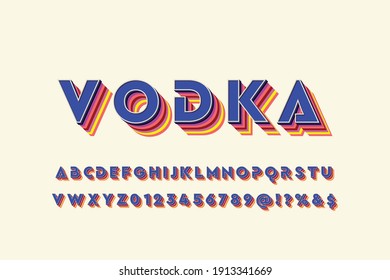 retro font, typeface design, red and blue vector background