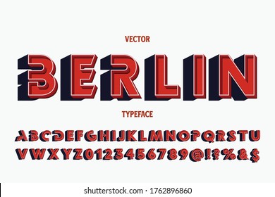 retro font, white and red style backround, typeface design, alphabet vector