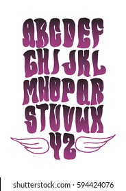 Retro Font for your design. Hand drawn calligraphy lettering. Vintage alphabet. Stylish letters. Vector illustration.