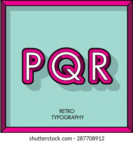 retro font/typeface vector P,Q,R