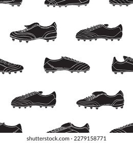 Retro Football boots doodle seamless pattern. Cartoon illustration vector illustration background. For print, textile, web, home decor, fashion, surface, graphic design