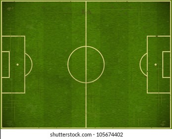 retro football card - Vintage football field, Soccer field - vector illustration