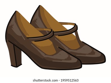 Retro footwear for ladies, isolated vintage shoes on high heels with adjustable straps. Elegant clothes and accessories for girls. Glamour and trendy outfit, apparel for females. Vector in flat style