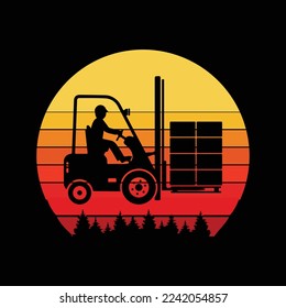 Retro Forklift Funny Powered Truck Driver Operator