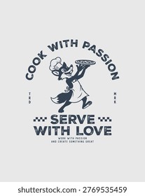 Retro Fox Chef Serving Pizza with Love and Passion.
