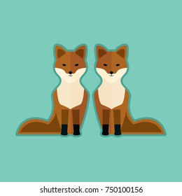 retro foxes on blue background vector animal beast wildlife