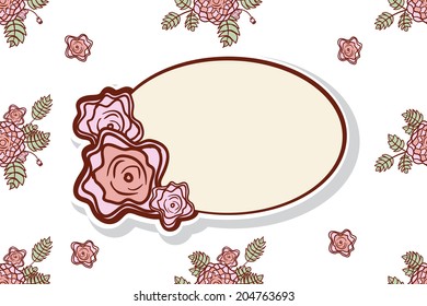 Retro frame with abstract roses. Event design template