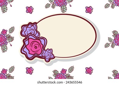 Retro frame with abstract roses. Event design template