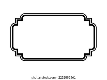 Retro frame. Beautiful simple design. Vintage style decorative border, isolated on white background. Deco elegant art object. Empty copy space for decoration, photo, banner. Vector illustration.