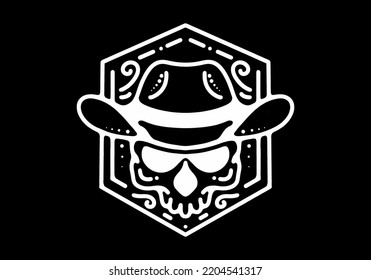 Marco retro Diseño de tatuajes mono de línea de arte de línea blanca y negra