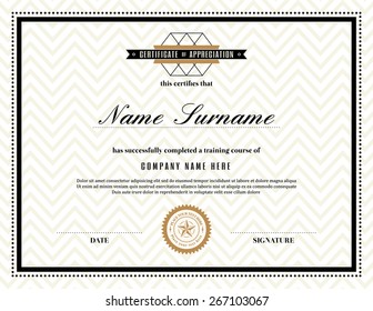 Retro frame certificate of appreciation design template