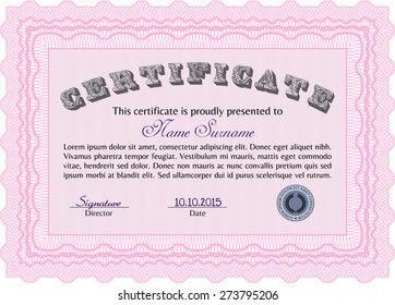 Retro frame certificate template Vector  