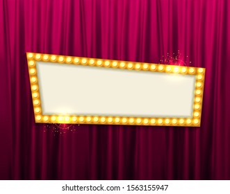 Retro frame comic design banner elements with light bulbs. Vector illustration EPS10