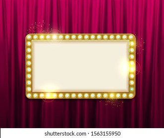 Retro frame comic design banner elements with light bulbs. Vector illustration EPS10