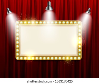 Retro frame comic design banner elements with light bulbs. Vector illustration EPS10