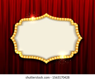 Retro frame comic design banner elements with light bulbs. Vector illustration EPS10