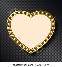 Retro frame with copy space vector, vintage empty banner isolated on transparent background. Romantic heart shape for text filling, flat style icon