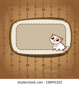 Retro frame with cute cat and blank space for text