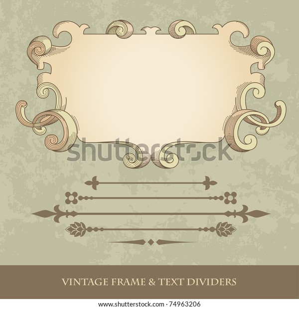 retro\
frame in engraved style and text dividers,\
vector
