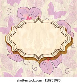 Retro  frame with floral pattern.