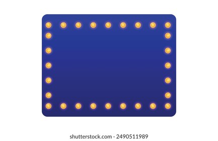 retro frame with glowing lamps template on white.