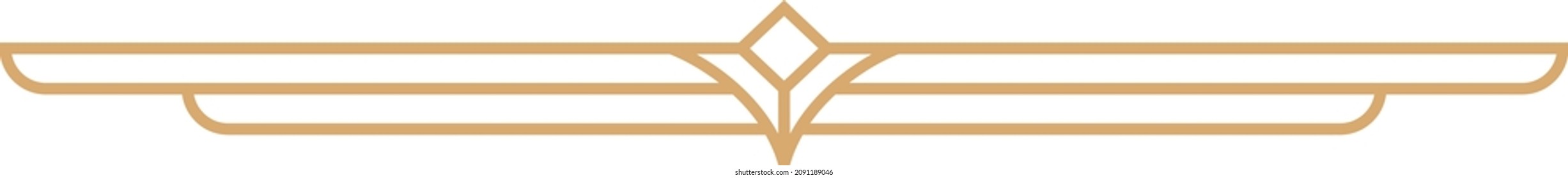 Retro frame header. Geometric golden vintage ornament.