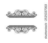 Retro frame holder, hand carved, engraved, detailed hand drawing, vector, vintage