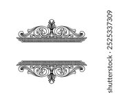 Retro frame holder, hand carved, engraved, detailed hand drawing, vector, vintage