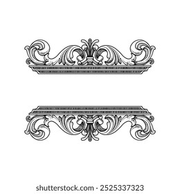 Retro frame holder, hand carved, engraved, detailed hand drawing, vector, vintage