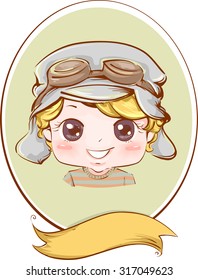 Retro Frame Illustration of a Boy Wearing an Aviator Hat