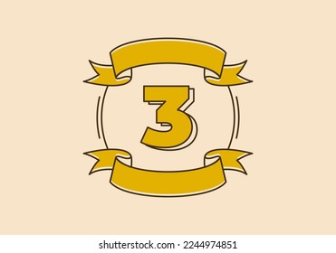 Retro frame illustration design with a number three in it