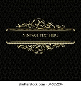 Retro frame or invitation card on seamless damask background