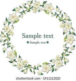 Retro frame lily flower illustration

