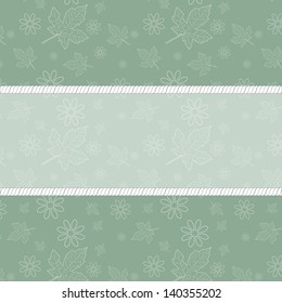 Retro frame on the green floral background