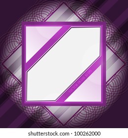 retro frame on striped violet wall