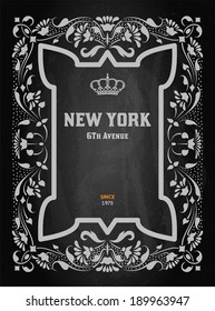 Retro frame over black board