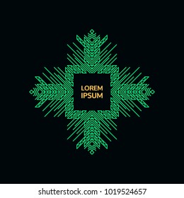 Retro frame with place for text. Vintage decoration element. Line art design for invitations, posters and labels. Vector illustration for marketing and business presentation.