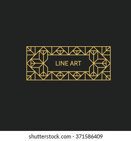 Retro Frame with Place for Text. Vintage Decoration Element. Illustration for Marketing and Business Presentation. Line Art Design for Invitations, Posters and Badges. Vector Linear Frame. 