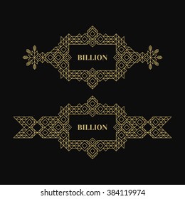 Retro Frame with Place for Text. Vintage Decoration Element. Illustration for Marketing and Business Presentation. Line Art Design for Invitations, Posters and Labels. Vector Linear Frame. 
