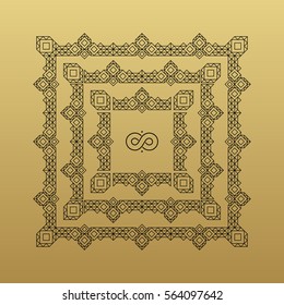 Retro Frame with Place for Text. Vintage Decoration Element. Illustration for Marketing and Business Presentation. Line Art Design for Invitations, Posters and Labels. Vector Linear Frame. 