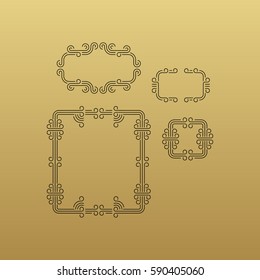 Retro Frame with Place for Text. Vintage Decoration Element. Illustration for Marketing and Business Presentation. Line Art Design for Invitations, Posters and Badges. Vector Linear Frame.