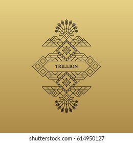 Retro Frame with Place for Text. Vintage Decoration Element. Illustration for Marketing and Business Presentation. Line Art Design for Invitations, Posters and Labels. Vector Linear Frame. 