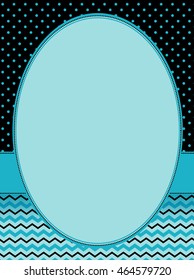Retro frame with polka dots and chevron pattern on background