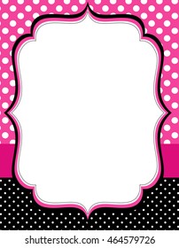 Retro frame with polka dots  pattern on background