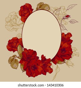 Retro frame with roses