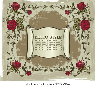 Retro frame with the roses